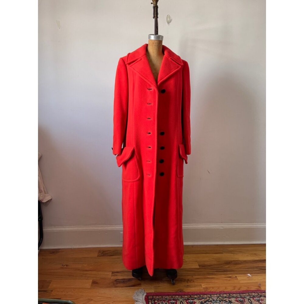 Vintage 1960s Imagnin Persimmon Orange Wool Coat size M-L